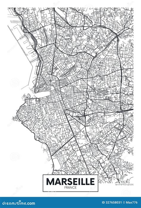 City Map Marseille, Travel Vector Poster Design Stock Illustration ...