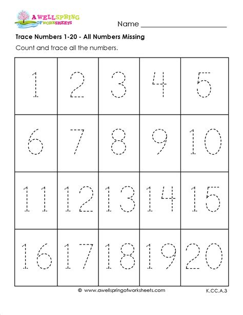 Free Printable Number Tracing Worksheets 1 20 | AlphabetWorksheetsFree.com