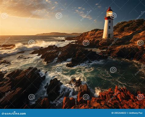 Magnificent Lighthouse with Marvelous Light. Generative AI Stock ...