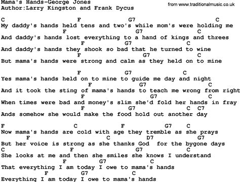 Country Music:Mama's Hands-George Jones Lyrics and Chords