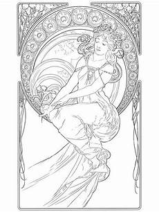 malvorlagen jugendstil painting by alphonse mucha coloring page drawing malvorlagen jugendstil painting by alphonse mucha coloring page drawing