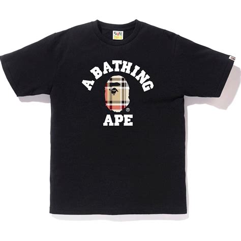 Bape Check College Tee Black/Beige – Kicks Machine