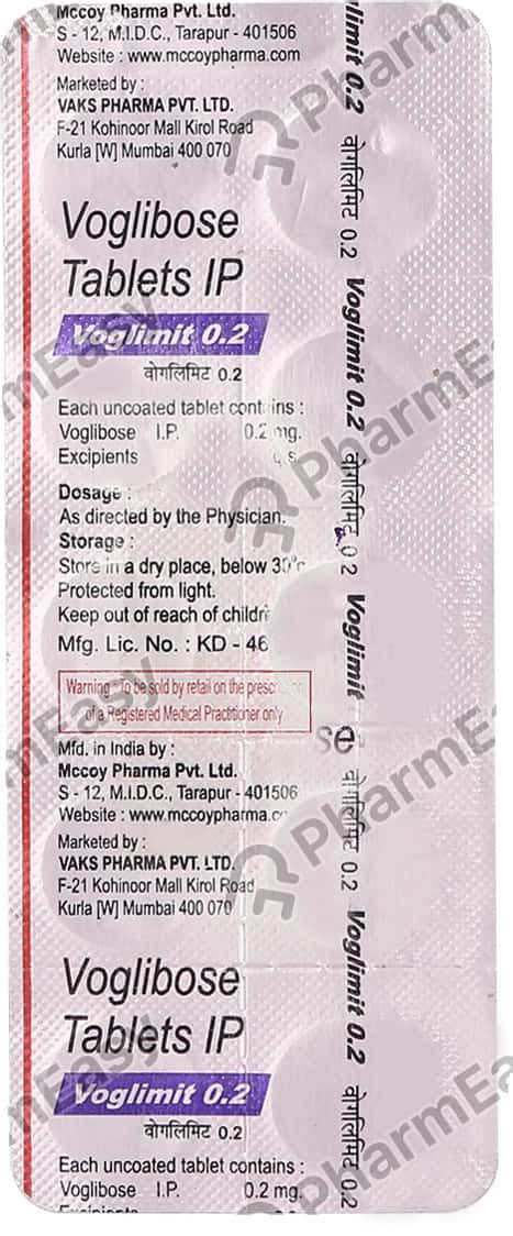 Prebose 0.2 MG Tablet (10): Uses, Side Effects, Price & Dosage | PharmEasy