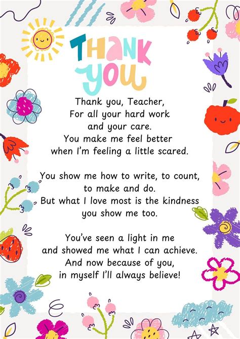 Thank You Teacher Poem - Etsy UK in 2025 | Teacher favorite things ...