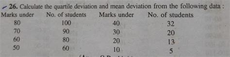 M 26. Calculate the quartile deviation and mean deviation from the ...