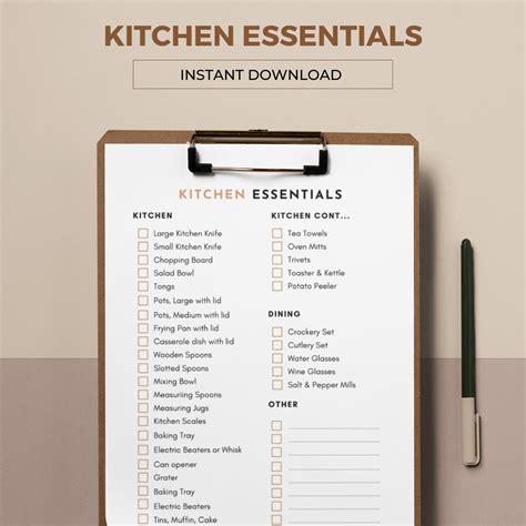 Kitchen Essentials Checklist - LEAVING HOME - Worksheets Library