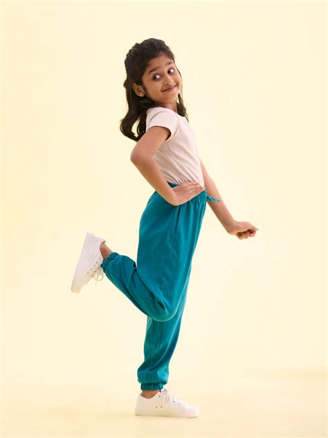 Peacock Green Cotton Joggers – Go Colors India
