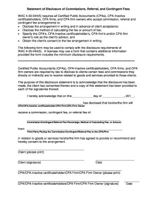 Washington CPA Commission Disclosure Form - Blank Fillable Template ...