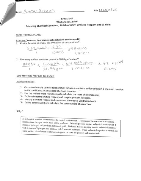 Chem 1 S.3 hw - Section 3 homework for general chemistry 1 - CHM 1045 ...
