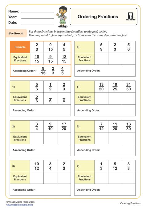 Ordering Fractions, Decimals and Percentages (A) Worksheet | Fun and ...