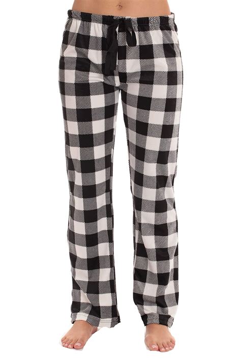 #followme Silky Fleece Buffalo Plaid Pajama Pants for Women (White ...
