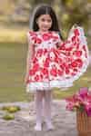 Buy Red Cotton Lace Floral Pattern Flared Dress For Girls by The Pony ...