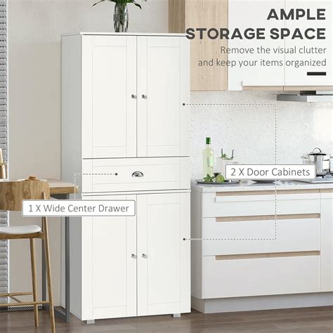 Buy HOMCOM Freestanding Tall Kitchen Cupboard Storage Cabinets with ...