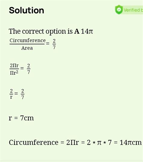 2:7 cm circumference and area - Brainly.in
