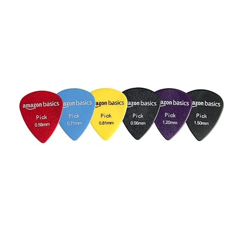 Amazon Basics Guitar Plectrums Pick of Various Thickness, 6 Pieces ...
