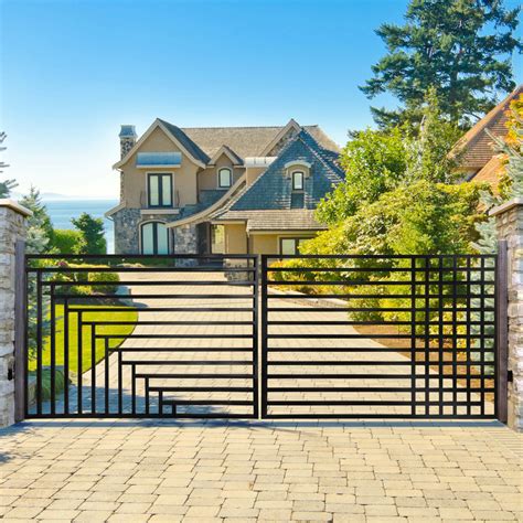 Steel Dual Swing Driveway Gate - KYIV Style - 18 x 6 ft - ALEKO