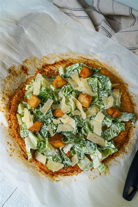Viral Chicken Crust Caesar Salad Pizza - Asili Glam