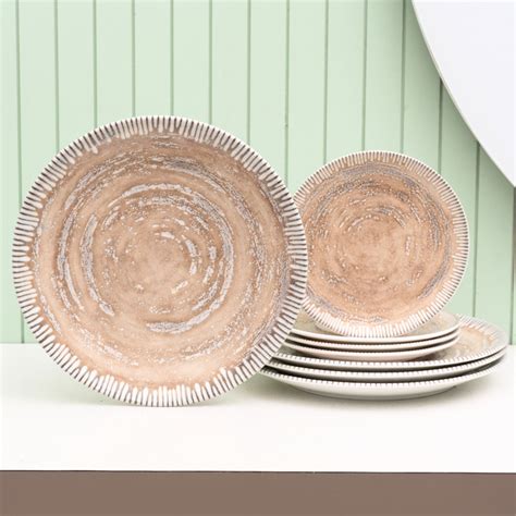 Textures Ground Porcelain Dinner Set- 8 piece, For Family of 4 – Velan ...