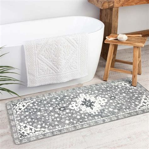 Amazon.com: Uphome Vintage Bathroom Runner Rug Gray Non-Slip Soft Long ...