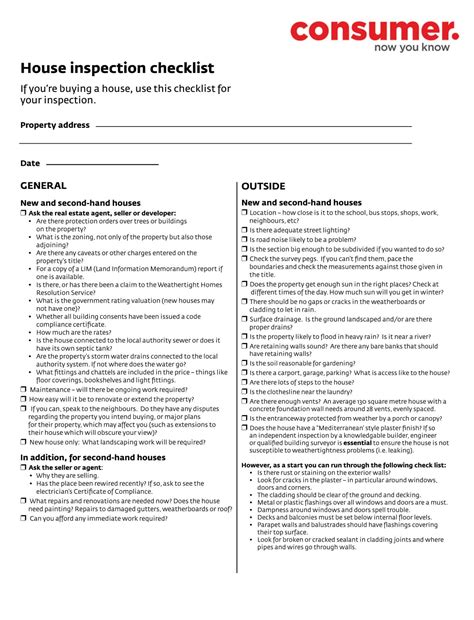 Free Printable Home Inspection Checklist Templates [Word, Excel]