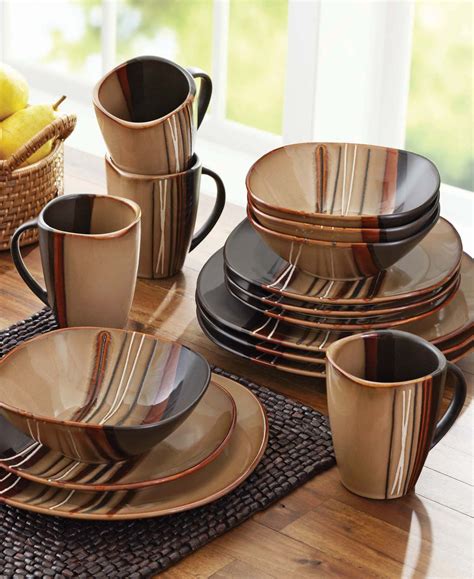 Better Homes & Gardens Bazaar Dinnerware, Brown, Set of 16 - Walmart ...