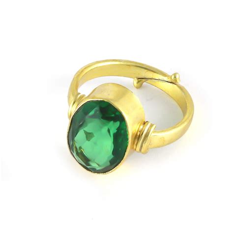 Pranjal Gems 7.25 Ratti Full Transparant Green Beryl Panna Panchdhatu ...