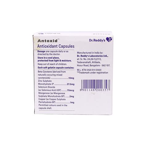 Antoxid Capsule 30's Price, Uses, Side Effects, Composition - Apollo ...