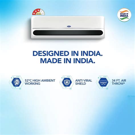 Carrier 18K Indus DXI 1.5 Ton 3 Star Split AC Copper Condenser White ...
