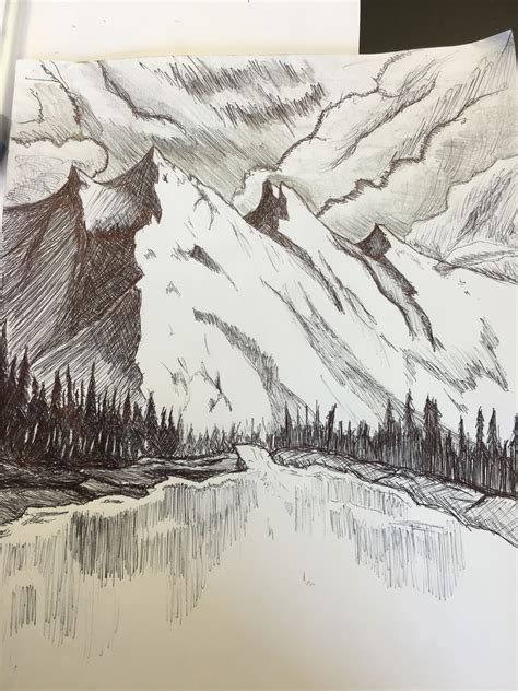 landscape drawing without color