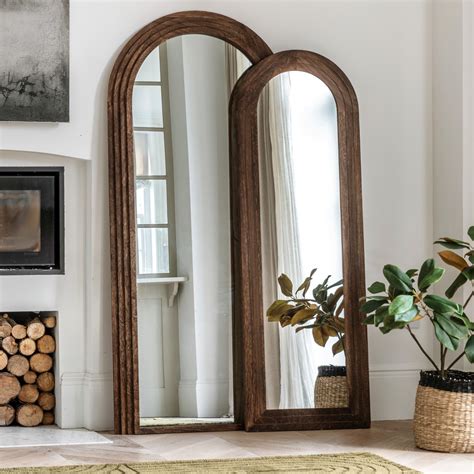 Arched Dark Wood Mirror - Hoxton - Caspian House - Furniture123