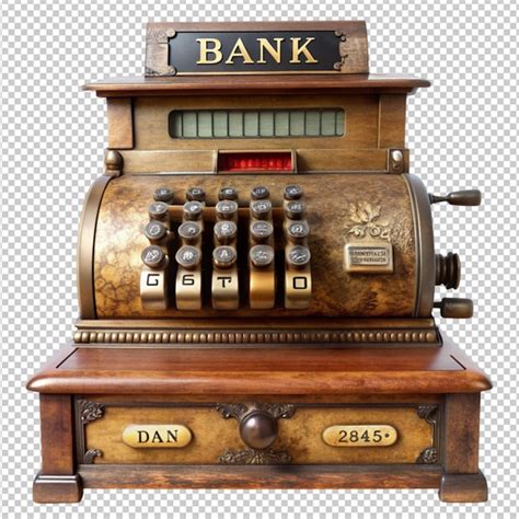 An old fashioned antique cash register on transparent background ...