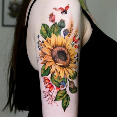 Sunflower Bloom Tattoo at Joanne Magana blog