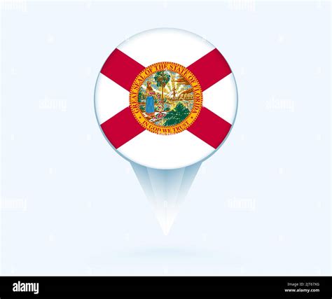 Map pointer with flag of Florida. Vector flag sign on blue background ...