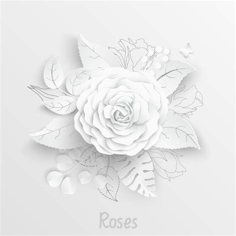 Fleur en papier Roses blanches découpées dans du papier Décorations de ...