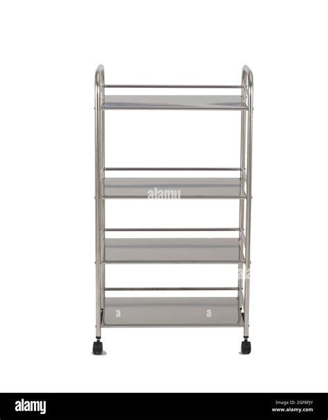 Stainless steel racks with wheels isolated on white background Stock ...