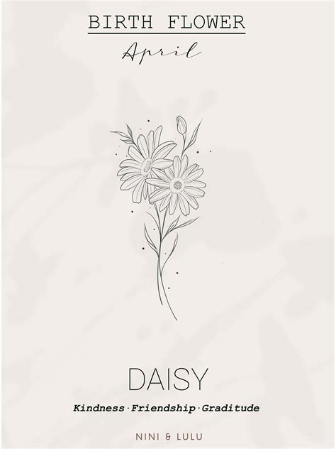 Birth Month Flower, April Tattoo, Daisy Birth Flower, Fine Line Tattoo ...