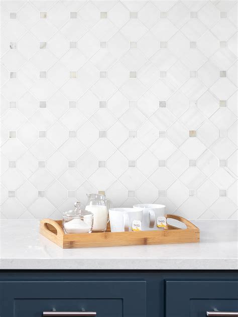 White Gray Dot Marble Mosaic Backsplash Tile