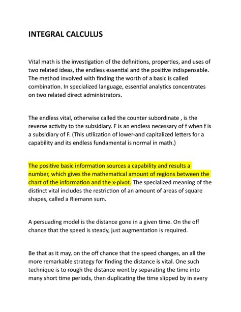 Integral Calculus - Useful - INTEGRAL CALCULUS Vital math is the ...