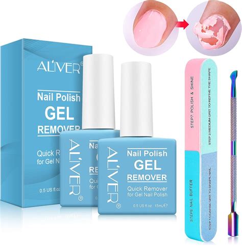 Gel Nail Polish Remover 2 Pack, Gel Polish Remover in 2-5 Minutes ...
