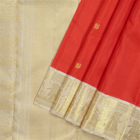 Hayagrivas Handloom Kanjivaram Silk Saree in Bold Red KBE25D7-1 ...
