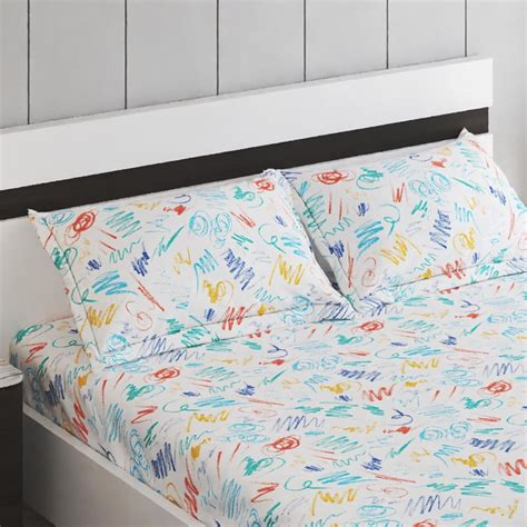 Buy Ezra Etch 144TC Printed 3Pcs Queen Bedsheet Set from Home Centre at ...