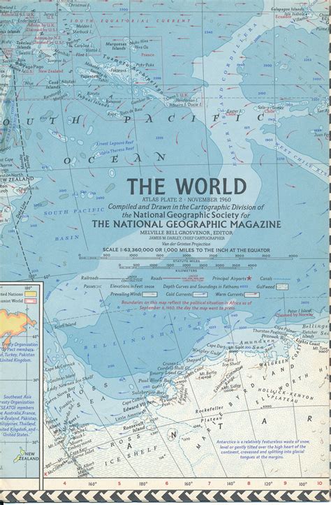 The National Geographic Magazine Maps: the World 1960 and the World in a Round Format Other Side ...