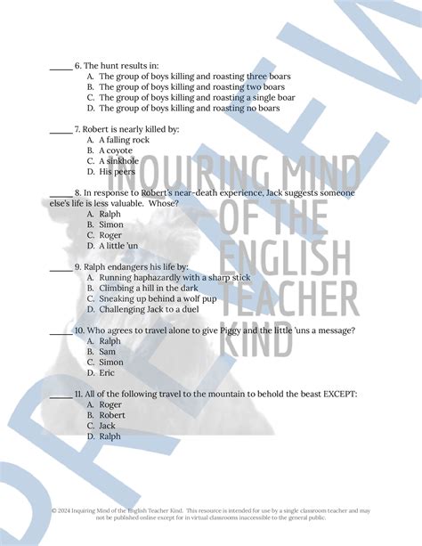 Lord of the Flies Chapter 7 Quiz and Answer Key | Made By Teachers
