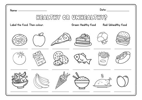 Activities Free Printable Healthy Food Worksheets