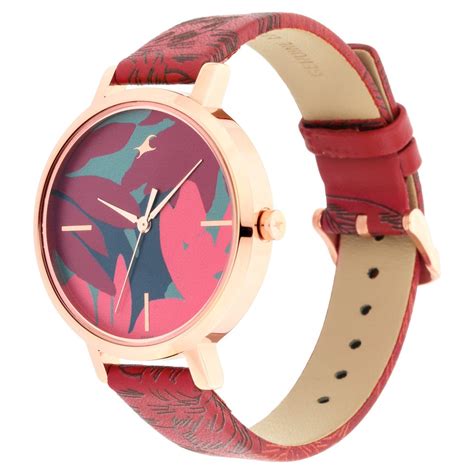 Buy Online Fastrack Paint Me Quartz Analog Maroon Dial Leather Strap ...