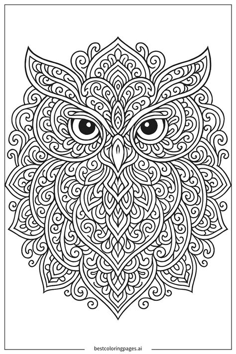 Owl Mandala Art Coloring Page - Free Printable | BestColoringPages AI