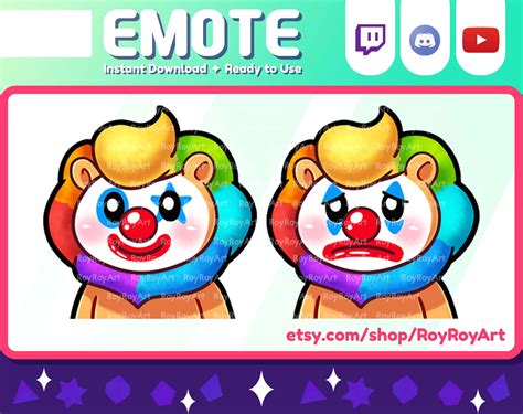 Twitch Emote Cute Lion Clown Emote Happy Sad / Sub Emoji - Etsy Hong Kong