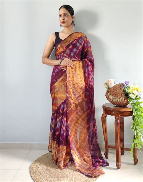 Wine Soft Georgette Ready To Wear Saree – Sareewave