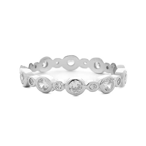 Buy THE WOKE COLLECTION 925 Sterling Silver Slim Bands Round Cut -11 ...