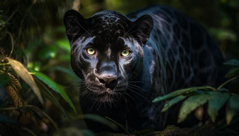Endangered jaguar staring in tropical rainforest beauty generated by AI 24575723 Stock Photo at ...